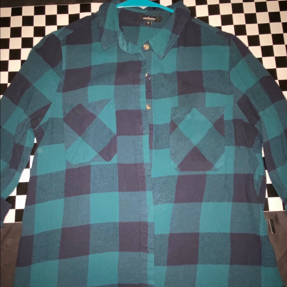 Forest Green Boyfriend Style Plaid Buttondown